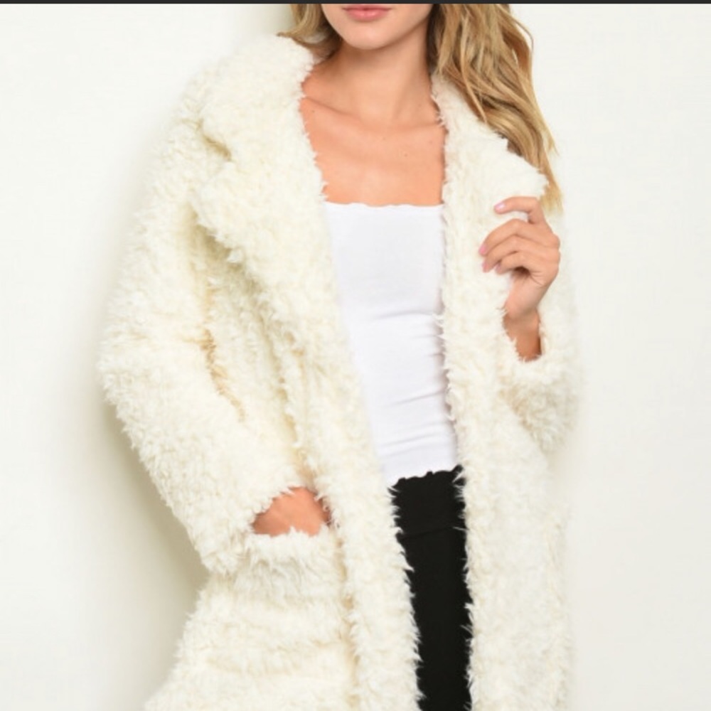Faux Fur Shaggy Teddy Bear Glam Coat